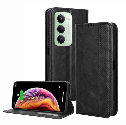 PEIYE Cover per Xiaomi Redmi 15 4G, Custodia Libro Flip in PU Pelle Portafoglio, Case Antiurto Soft con Porta Carte e Chiusura Magnetica, Funzione Stand - Nero