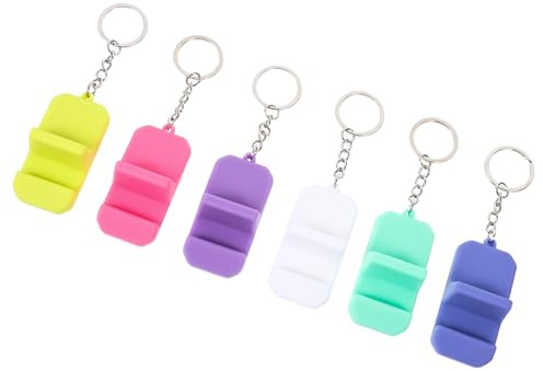 CHILDWEET 6 Llaveros Mini Soporte para Teléfono de Escritorio de Silicona y Aleación, Diseño Multiángulo y Estructura Resistente para Oficina y Sala de Estar Color Aleatorio