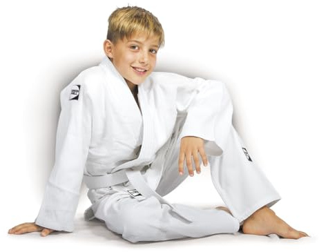 GREEN HILL JUDOGI JUNIOR 350g/m2 KIMONO DIVISA BIANCO JUDO GI JU JITSU UNISEX (130)