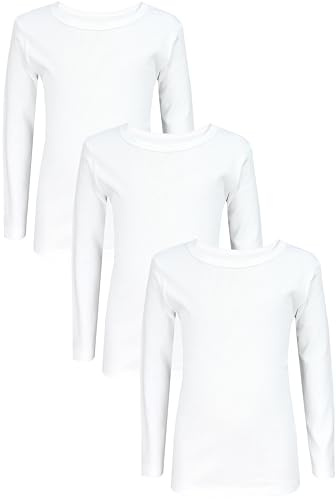 TupTam Canottiera Bambino – Set 3 Canottiere Maniche Lunghe, 100% Cotone, Morbide e Traspiranti, Bianco, 104