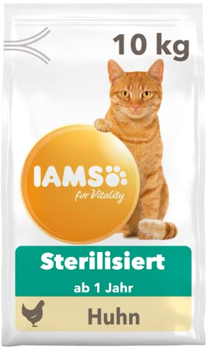 IAMS Sterilised Katzenfutter trocken mit Huhn - Trockenfutter für sterilisierte / kastrierte Katzen ab 1 Jahr, 10 kg