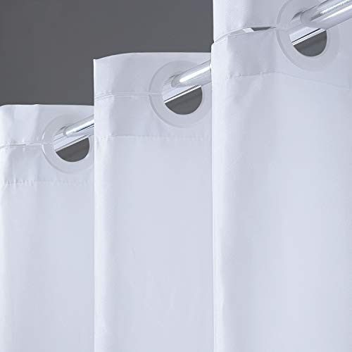 Furlinic Duschvorhang Weiss, Schmale Textile Badvorhänge aus Stoff für Dusche und Badewanne, Wasserdicht schimmelresistent und Waschbar, 120x200 mit Groß Ösen.
