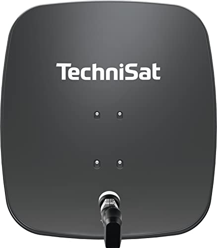 TechniSat SATMAN 65 PLUS - Satellitenschüssel mit LNB (65 cm Sat Anlage mit Masthalterung und 40mm Universal-Quattro-LNB, Multischalter wird benötigt) grau
