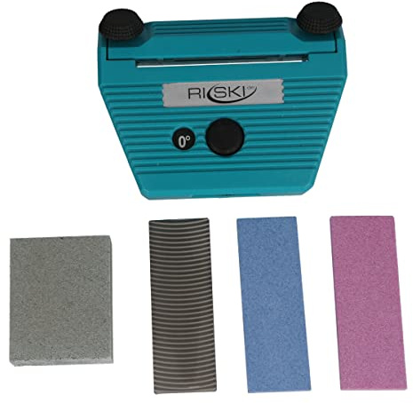 RiSki Multi Kantenschärfer mit Radialfeile für Ski und Snowboard Kante - 2 in 1 inklusive 2 Alu Oxyd Steine und EIN Kantenbrechgummi