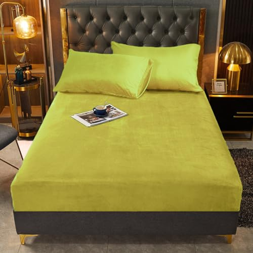 Lenzuolo con angoli in flanella 160 x 200 cm giallo invernale caldo per letto boxspring spugna pile biber lenzuolo con angoli elasticizzati 160 x 200 cm letto matrimoniale tinta unita cashmere