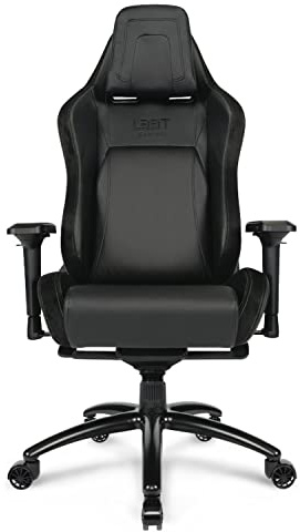 L33T Gaming E-Sport Pro Comfort Chaise de bureau ergonomique avec coussin de nuque et lombaire - Housse en cuir synthétique - Réglable - Noir