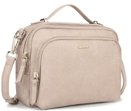 Gladdon Piccola Borsa a Tracolla Donna, Crossbody Bag con 3 Scomparti Capienti, Borsa Mano PU Pelle Sintetica, Borsetta Moda Borse Spalla con Tracolla Regolabile e Rimovibile…Taupe