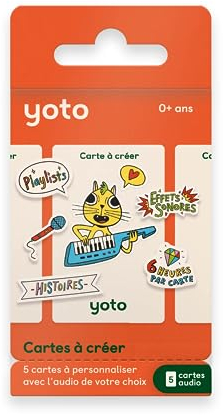 Yoto Make Your Own (Paquete de 5) – Tarjetas de Audio en Blanco para niños (Instrucciones en francés) para Usar con el Reproductor Yoto y el Mini Reproductor de Audio Todo en 1