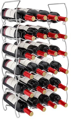 Sorbus Countertop Wine Racks, Metal Bottle Rack (24 Bottle, 6 Tier, Silver)