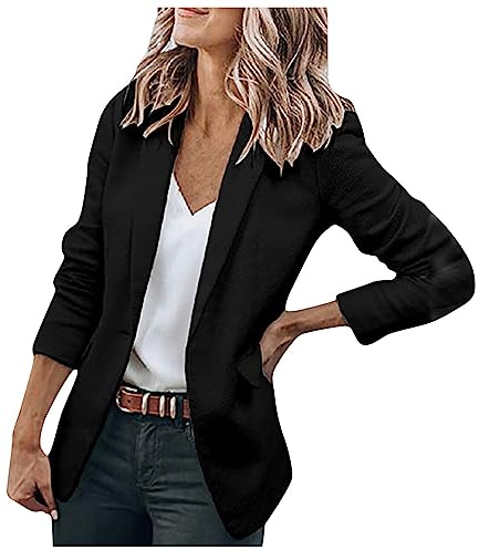 Generisch Blazer Femme Chic et Elegant Veste Blazer 2025 Couleur Unie Bouton Grandes Tailles Manches Longues Classique Bureau Travail Femme Slim Fit Revers Veste Manteau