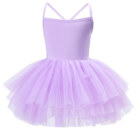 pvucpot Abbigliamento da Balletto per Bambini, Abito da Balletto per Ragazze, Body da Balletti a Maniche Corte, tutù, Abito da Ballo, Abiti da Ballerina con Gonna tutù, 3-10 Anni