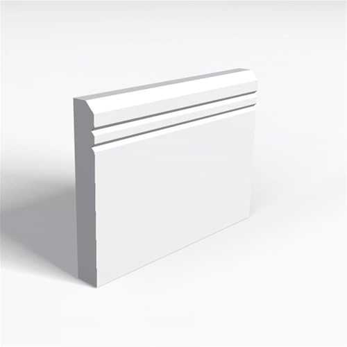 Pack of 10 (Total 10 Units) - MR MDF Primed Chamfered 2 V Groove Skirting Board - 18mm (T) x 144mm (H) x 4200mm (L)