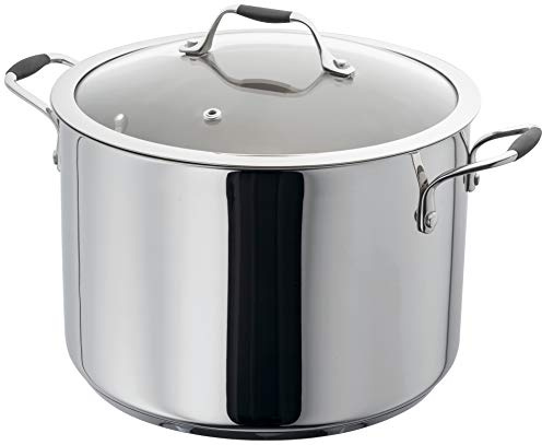 Stellar James Martin Stainless Steel 24cm 7L Stockpot with Glass Lid, Induction Ready, Oven Safe, Dishwasher Safe - Fully Guaranteed