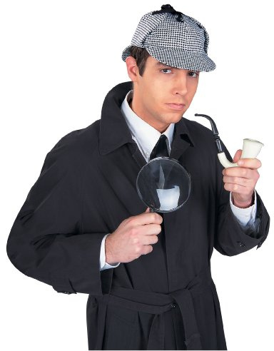 Rubies Kit detective Sherlock Holmes Cappello tubo Lente d'ingrandimento zampa di gallina Cap Costume