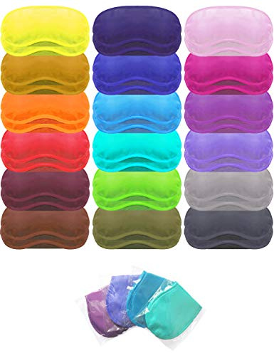 Eye Mask Sleep Masks Pack of 36 PorsMing Sleeping Mask Blindfold Eye Cover Team Building Games Party with Nose Pad and Adjustable Strap for Women Men Kids 4 Layers Colors (18 Color 36 Pieces)
