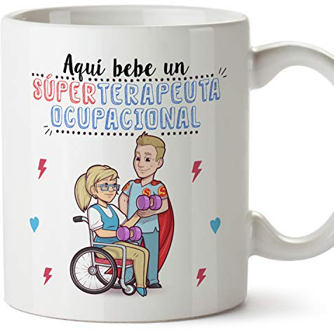 MUGFFINS Taza Terapeuta Ocupacional Hombre (Superhéroes() - Regalos Originales y Divertidos de Terapia Ocupacional