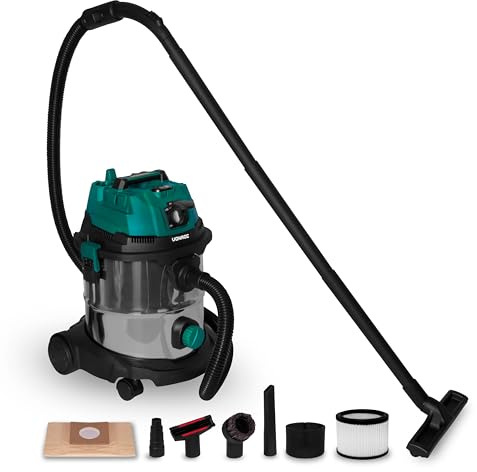 VONROC Aspirapolvere Solidi e Liquidi 1400W – Serbatoio Inox 20L, Presa con Avvio Automatico per Utensili, Funzione Soffiaggio, Accessori Inclusi, Filtro HEPA – Ideale per Casa, Auto e Officina