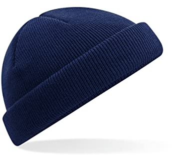 Beechfield - B43R Olive Green Fisherman Style Beanie Hat - Unisex Winter Hat, Classic Knit and One Size Beenie Hat - Double Layer - 100% Recycled Polyester