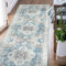 TOPICK Läufer 60x210cm Marineblau Flur Floral Teppich Waschbar Superdünne Faltbar Vintage Blumenteppich Kurzflor Orientalischer Küchenteppich Eingangsmatte Büro Teppichläufer