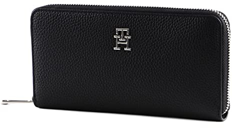 Tommy Hilfiger Damen Portemonnaie TH Emblem Large Groß, Schwarz (Black), Einheitsgröße