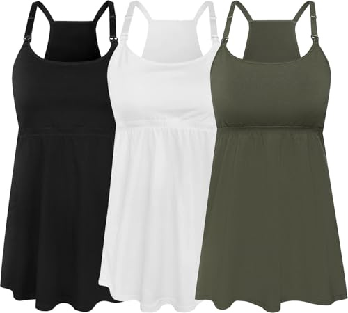 SUIEK 3-pack moderskap amningslinne med bralette bomull amningslinne, A-svart+vit+armégrön - fjärde stil, M