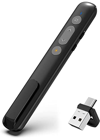 Presenter, Powerpoint Fernbedienung TOKASS 2.4 GHz Pointer für Präsentationen,Präsentationsfernbedienung Präsenter,USB C & USB A 2 in 1