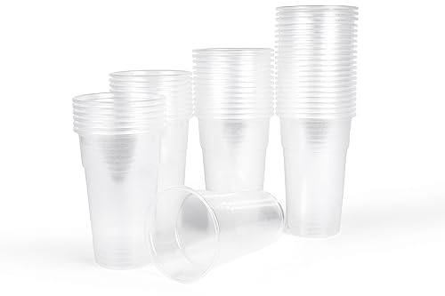 Inoverse 200 Stück Plastikbecher Trinkbecher, 0,4 L Transparent Ausschankbecher, Partybecher Kunststoff, Plastik Becher, Partygeschirr, Bierbecher, Wasserbecher