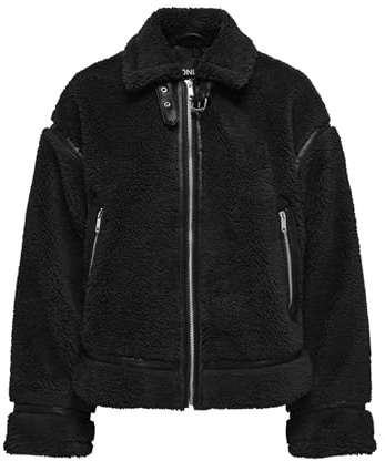 ONLY Onlmichelle-Giacca Teddy Otw, Nero, M Donna