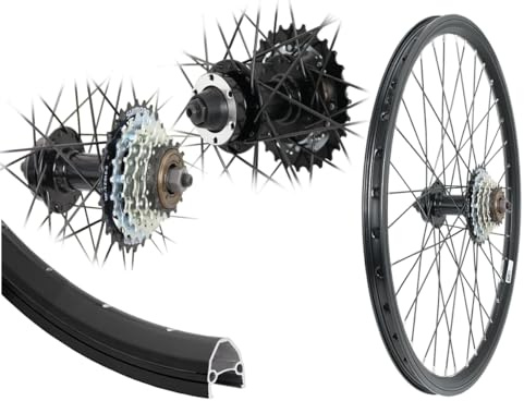 Aggro-X 24 Zoll Hinterrad Disk Hohlkammer Laufrad 6-Loch schwarz mit 6-Fach Schraubkranz