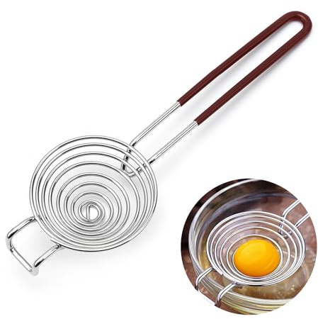 Separatore uova in acciaio inox con manici, separatore per albumi, separatore per tuorli, filtro divisorio, facile da riporre per utensili da cucina, accessori da cucina, lavabile in lavastoviglie