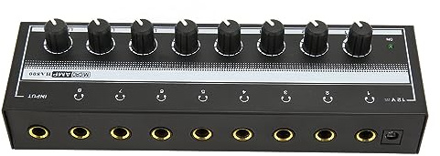 Amplificateur de Casque de Distributeur Stéréo Portable, Amplificateur de Casque 8 Canaux avec Contrôle du Volume Amplificateur de Casque Stéréo 1 Entrée 8 Canaux pour Mélangeur