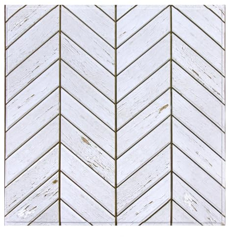 Commomy 10 Piezas Paneles de pared 3D, efecto madera blanca, 30 x 30 cm, autoadhesivos, paneles de pared de PVC para decoración de paredes interiores de sala de estar y dormitorio