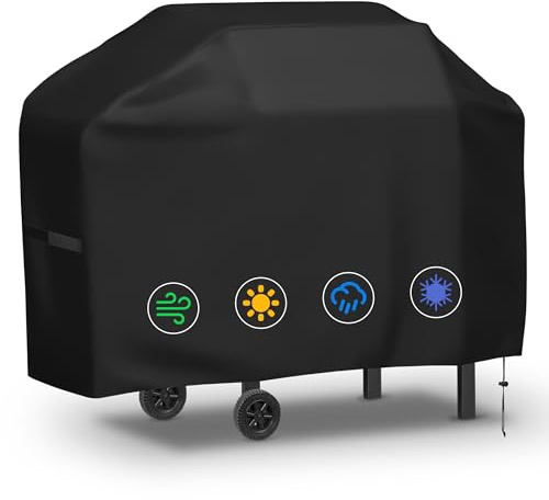 Funda Barbacoa Exterior Impermeable, Cubierta BBQ de Parrilla 420D Oxford Protector, Anti-Viento/Anti-Polvo/Anti-Humedad, Resistente al Desgarro/Agua/Lluvia/Nieve/Sol (145 * 61 * 117cm)