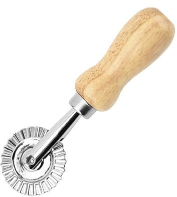 Teigrad Teigschneider Roller, Gewelltes Schneidrad Ravioli Ausstecher, Nudelschneiderrad, Pasta Cutter Wheel, Wheel Nudelschneider Wheel Nudelschneider con Holzgriff,Edelstahl Pizzaschneiderrad ideal