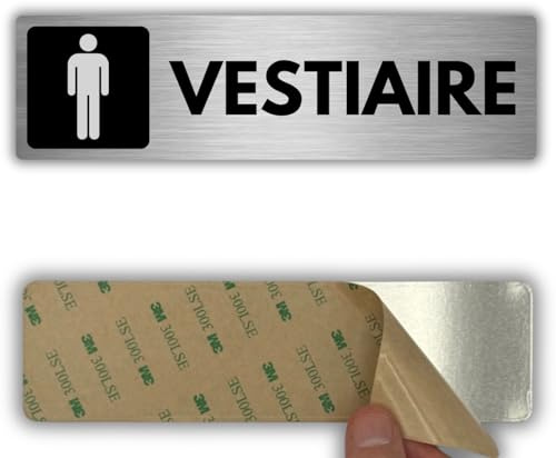 LEIASA | Panneau Adhésif Vestiaire Hommes - 5x18 cm - Épaisseur 0,8 mm - Aluminium - Panneau Zone de Vestiaire - Signal Vestiaire Masculin - Autocollant 3M - Signal vestiaire hommes