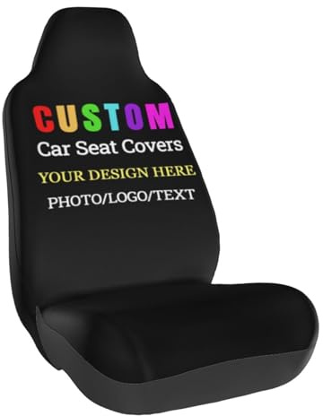 Housses de siège de voiture personnalisées – Protège-sièges avant extensibles personnalisables pour voitures, véhicules, SUV et camionnettes avec votre photo, texte, logo et couleur