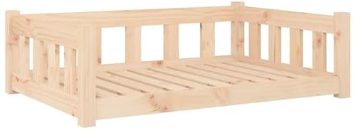 Eleganz Letto per cani in legno di pino massiccio (non trattato) – 95,5 x 65,5 x 28 cm – Robusto e naturale posto per cani – Durevole ed ecologico