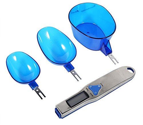 OVAQUIXI Bilancia Elettronica Digitale con Cucchiaio Bilancia da Digitale con Manico in Acciaio Inossidabile a Specchio 3 Cucchiai Sostituibili Display LCD Spegnimento Automatico per