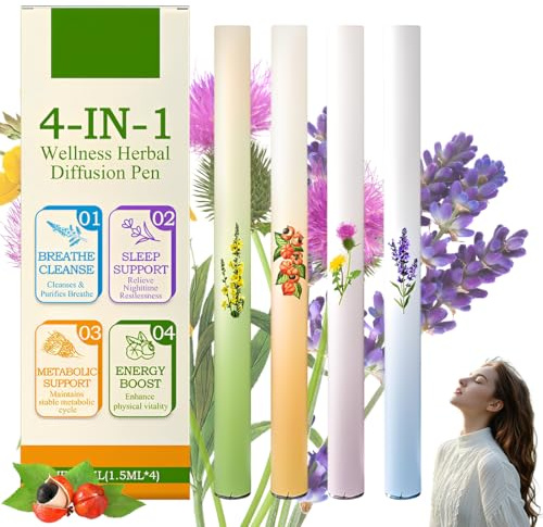 OIXYA 4 pezzi Mullein Lung Cleaner - Diffusore a penna a base di erbe migliorato,per respirare facilmente