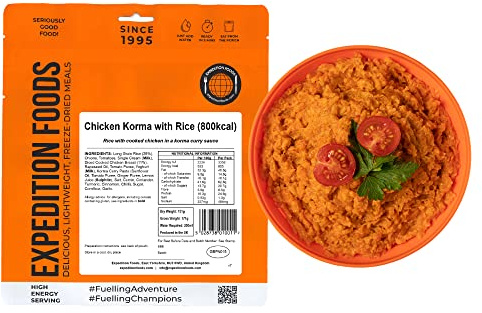 EXPEDITION FOODS Chicken Korma with Rice (High Energy Serving / 800kcal) | Freeze-Dried Camping & Hiking Food