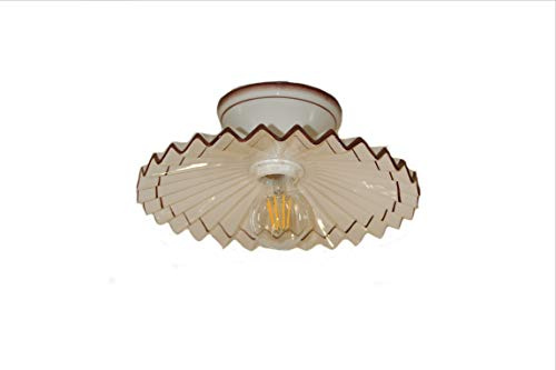 VANNI LAMPADARI- Plafoniera Soffitto Plissè, Lampadario Soggiorno in Ceramica, Plafoniera Bagno Decorata a Mano, Lampadario Camera da Letto Artigianale, Plafoniera Parete, 30 cm, Marrone