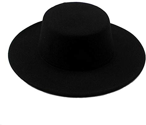 erioctry Mode-Klassiker-Unisex-Wollmischung-Fedora-Hut-breiter Rand-Fedora-Mütze Klassische Jazz-Hut-Filz-Kappe Perfekt für Hochzeitsfest-Talent-Showleistungs-Requisiten und täglicher Gebrauch