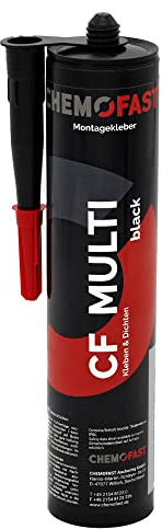 CHEMOFAST CF MULTI Montagekleber, Klebstoff für Beton, Holz, Kunststoff, Metall & Fliesen, für innen&außen, MS Polymer Kleber, wasserfest, schwarz