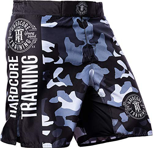 Hardcore träningsshorts Recruit herr svart grön röd lila marinblå korta byxor herr boxning kampsport BJJ Grappling MMA, Kamouflagegröm, M