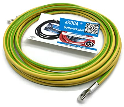 eXODA cavo di messa a terra 5m 16mm² verde/giallo cavo di messa a terra M8 M10 per terra incrociata terra a picchetto H07V-K con guaina in PVC per connessioni di messa a terra versatili