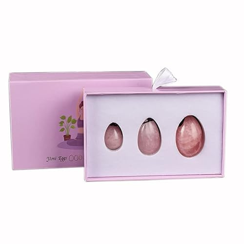 Taslie 3Pcs/Set Natural Rose Quartz Yoni Egg Women Kegel Exercise Jade Egg Vaginal Muscle Tightening Ben Wa Ball Kegel Egg with Box,with Box