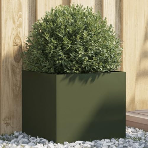 ShGaxin Jardinera de Acero Laminado en frío Verde Oliva 42x40x39 cm, Huerto Urbano Terraza, Jardineras Exterior, Jardineria Maceteros, Mesa De Cultivo, Huerto En Casa - 841553