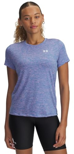 Under Armour T-Shirt Tech Twist à Manches Courtes pour Femme, (452) Bleu éther/Rose Aero/Blanc, Taille XL
