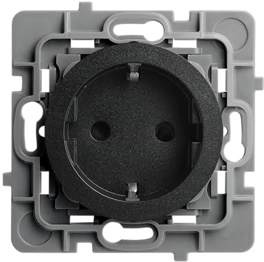 DEBFLEX - Casual Evo - Toma de Corriente Schuko 2P+E - Toma de Pared tipo F Norma EN 60884 - Plástico + Soporte Metálico - Instalación Empotrada - Negro - 48 x 48 x 40 mm
