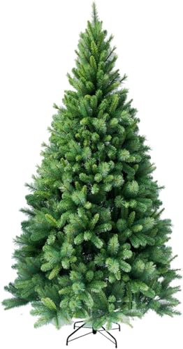 RS Trade 1101 Colorado-Mix 150 cm Weihnachtsbaum PVC künstlich (Ø ca. 91 cm) mit 620 Spitzen Schnellaufbau Klappsystem, schwer entflammbar, Tannenbaum inkl. Metall Christbaum Ständer